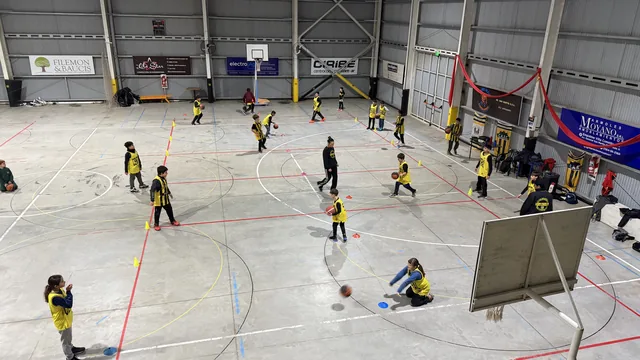 Práctica de básquet en el gimnasio de Central